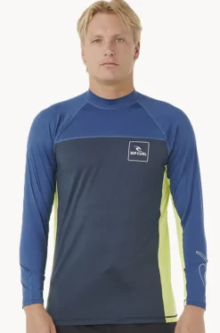 Rashies^Rip Curl Mens Drive Long Sleeve Suntop Light navy