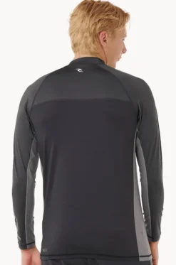 Rashies^Rip Curl Mens Drive Long Sleeve Suntop Black