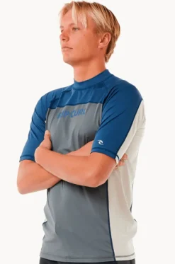 Rashies^Rip Curl Mens Drive Short Sleeve Suntop Navy