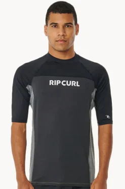 Rashies^Rip Curl Mens Drive Short Sleeve Suntop Black