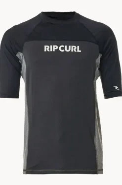 Rashies^Rip Curl Mens Drive Short Sleeve Suntop Black