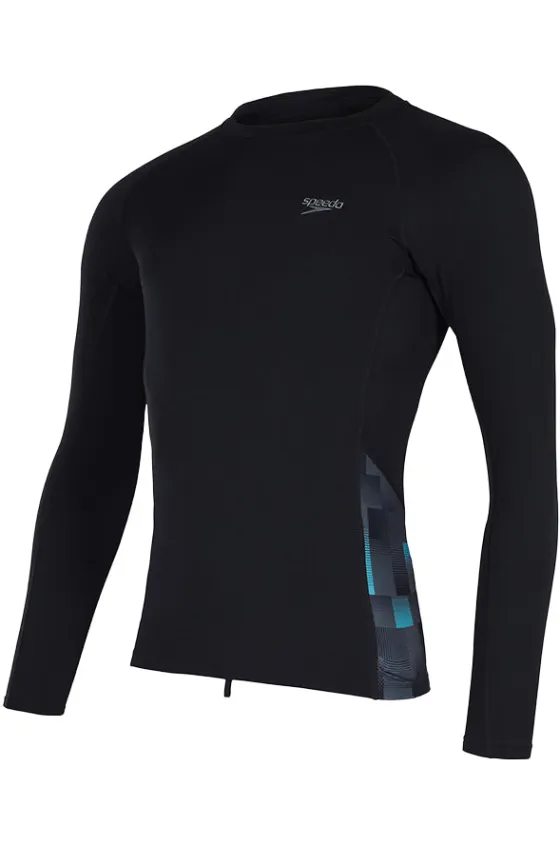 Rashies^Speedo Mens Endurance+ Splice Suntop Black/Charcoal