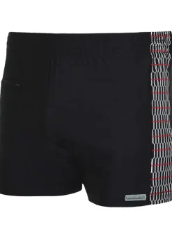 Trunks^Wavebreaker Mens Geo Splice Zip Swim Short Black/Red