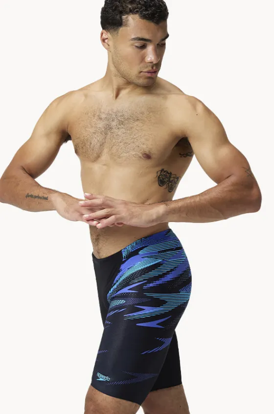 Jammers^Speedo Mens Hyperboom V Cut Jammer Black/Cobalt