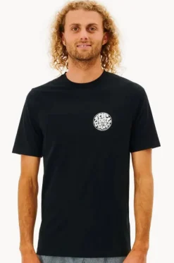 Rashies^Rip Curl Mens Icons Of Surf Short Sleeve Rash Top Black
