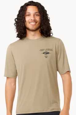 Rashies^Rip Curl Mens Icons Surflite Short Sleeve Suntop Moss