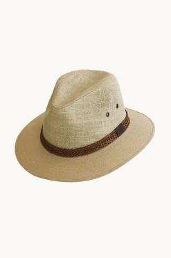 Headwear^Sundaise Mens Leather Band Linen Drover Hat Wheat