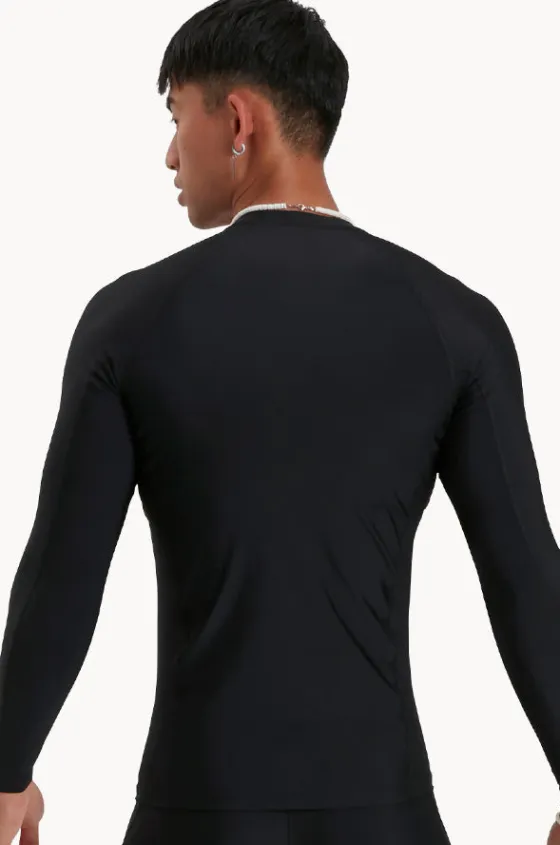Rashies^Speedo Mens Long Sleeve Suntop BLACK