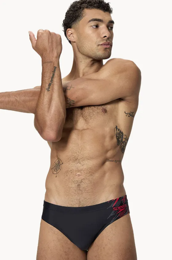 Briefs^Speedo Mens Medley Logo Brief Black/red