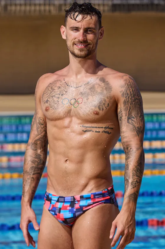 Briefs^Funky Trunks Mens Motherboard Brief Blue/red