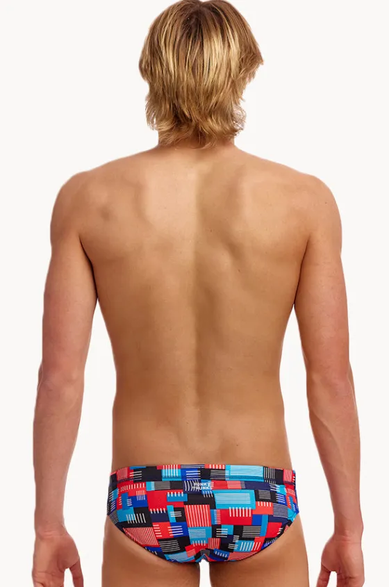 Briefs^Funky Trunks Mens Motherboard Brief Blue/red