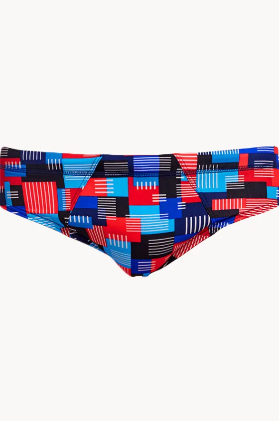 Briefs^Funky Trunks Mens Motherboard Brief Blue/red