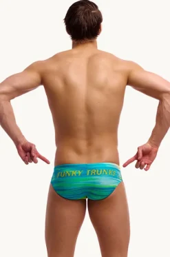 Briefs^Funky Trunks Mens Nord Stream Brief Blue/yellow