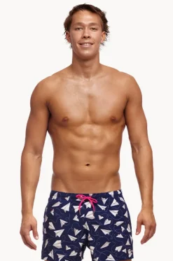 Boardshorts^Funky Trunks Mens Paper Plain Shorty Short Navy