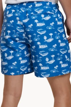 Boardshorts^Urban Classics Mens Pattern Swim Short Blue/white