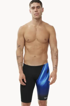 Jammers^Speedo Mens Rapture Glow V Cut Jammer Black/cobalt