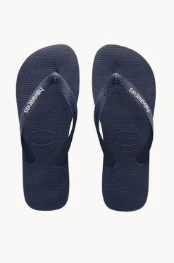 Footwear^Havaianas Mens Rubber Logo Thong Navy/white