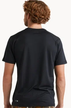 Rashies^Quiksilver Mens Sea Grass Short Sleeve Suntop BLACK
