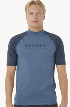 Rashies^Rip Curl Mens Shock Short Sleeve Suntop Navy marle