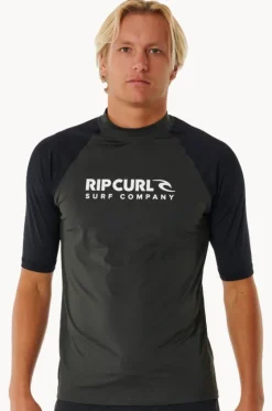 Rashies^Rip Curl Mens Shock Short Sleeve Suntop Black