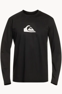 Rashies^Quiksilver Mens Solid Streak Suntop BLACK