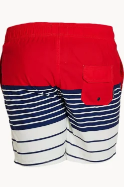 Boardshorts^Coast Mens Sorrento Panel Stripe Boardshort Navy/Red