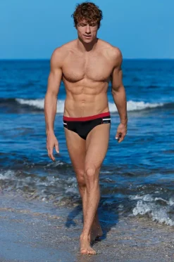 Briefs^Wavebreaker Mens Splice Piped Brief Black/Red