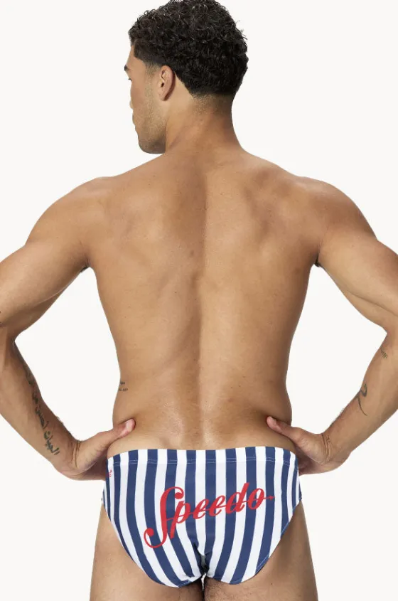 Briefs^Speedo Mens Stripe Brief Blue/white