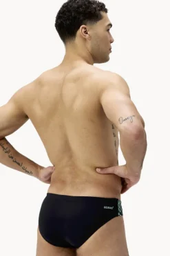 Briefs^Speedo Mens Tech Panel 7cm Brief Black/turquoise