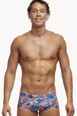 Trunks^Funky Trunks Mens Tiki Tango Trunk Aqua/orange