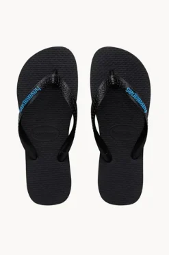 Footwear^Havaianas Mens Top Rubber Logo Thong Black/blue