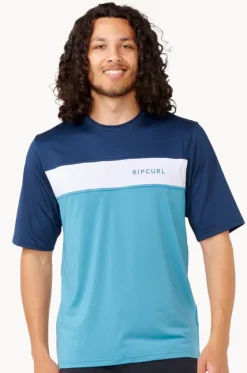 Rashies^Rip Curl Mens Undertow Short Sleeve Suntop Ocean
