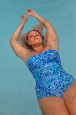 One Pieces^Capriosca Mermaid Twist Front Bandeau One Piece Cobalt