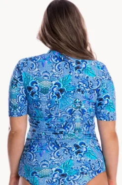 Rashies & Sunsuits^Capriosca Mermaid Zip Front Suntop Cobalt