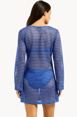 Overswim^Seafolly Mesh Effect Cover Up Sapphire