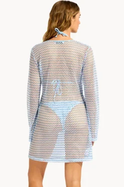 Overswim^Seafolly Mesh Effect Cover Up Powder blue