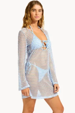 Overswim^Seafolly Mesh Effect Cover Up Powder blue