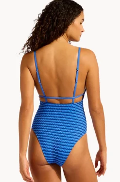 One Pieces^Seafolly Mesh Effect V Neck One Piece Sapphire
