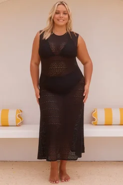 Dresses^Capriosca Mesh Maxi Dress BLACK