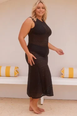 Dresses^Capriosca Mesh Maxi Dress BLACK