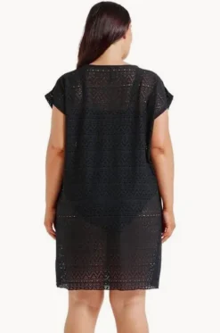 Overswim^Capriosca Mesh V Neck Kaftan Black