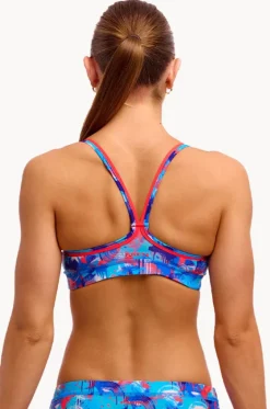 Bikini Tops^Funkita Messy Messy Messy Sports Top Blue/red
