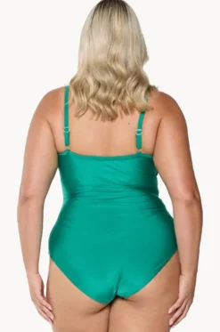 One Pieces^Capriosca Metallic Criss Cross One Piece Emerald