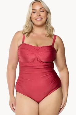 One Pieces^Capriosca Metallic Twist Bandeau One Piece Sangria