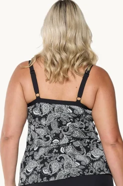 Tankini Tops^Capriosca Mono Paisley DD/E Cup Underwire Tankini Separate Black/white