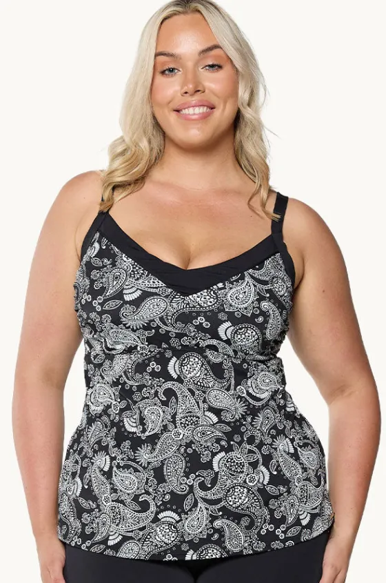 Tankini Tops^Capriosca Mono Paisley F/G Cup Underwire Tankini Separate Black/white