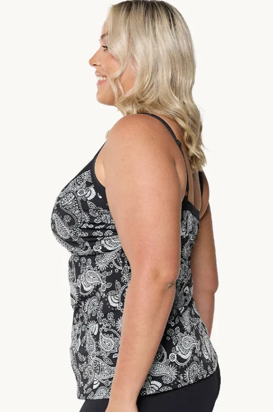 Tankini Tops^Capriosca Mono Paisley F/G Cup Underwire Tankini Separate Black/white