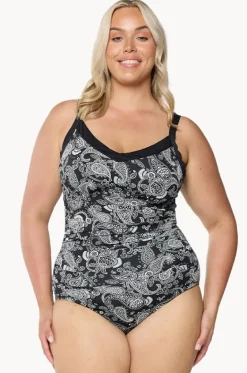 One Pieces^Capriosca Mono Paisley F/G Cup Underwire One Piece Black/white