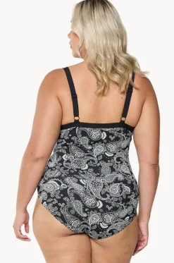 One Pieces^Capriosca Mono Paisley F/G Cup Underwire One Piece Black/white