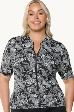 Rashies & Sunsuits^Capriosca Mono Paisley Short Sleeve Suntop Black/white